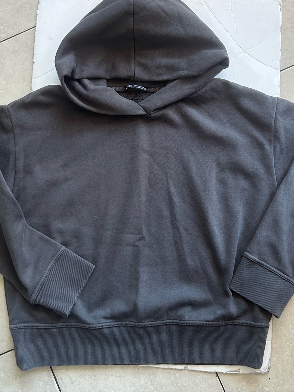 Zara Men's Charcoal Hoodie Sweatshirt